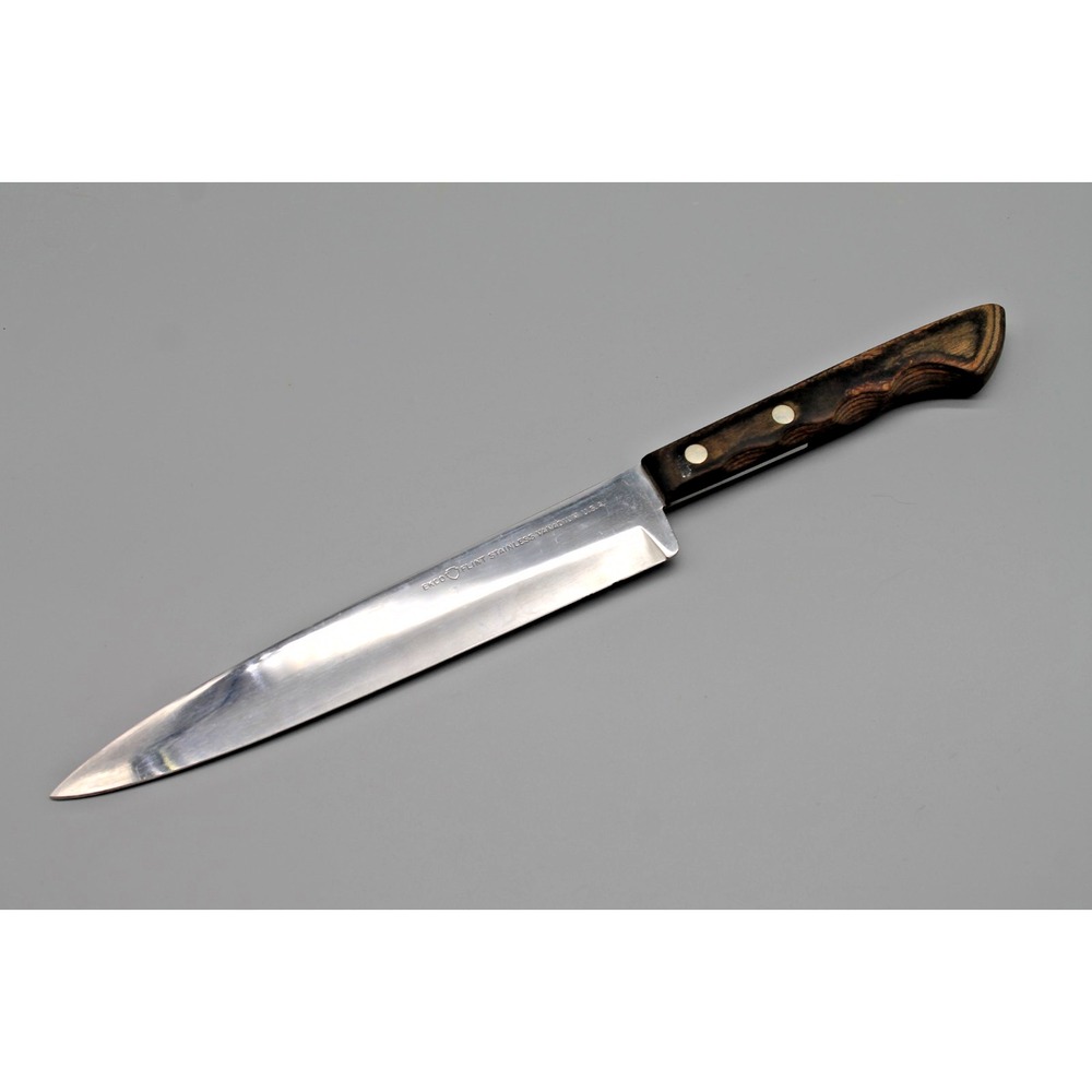 Ekco Flint Stainless Vanadium 8" Chef Knife Wood Handle USA Kitchen Cutlery